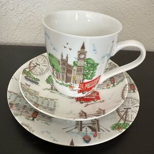 CATH KIDSTON London White Trio Set - Porcelain Cup, Saucer & Side Plate